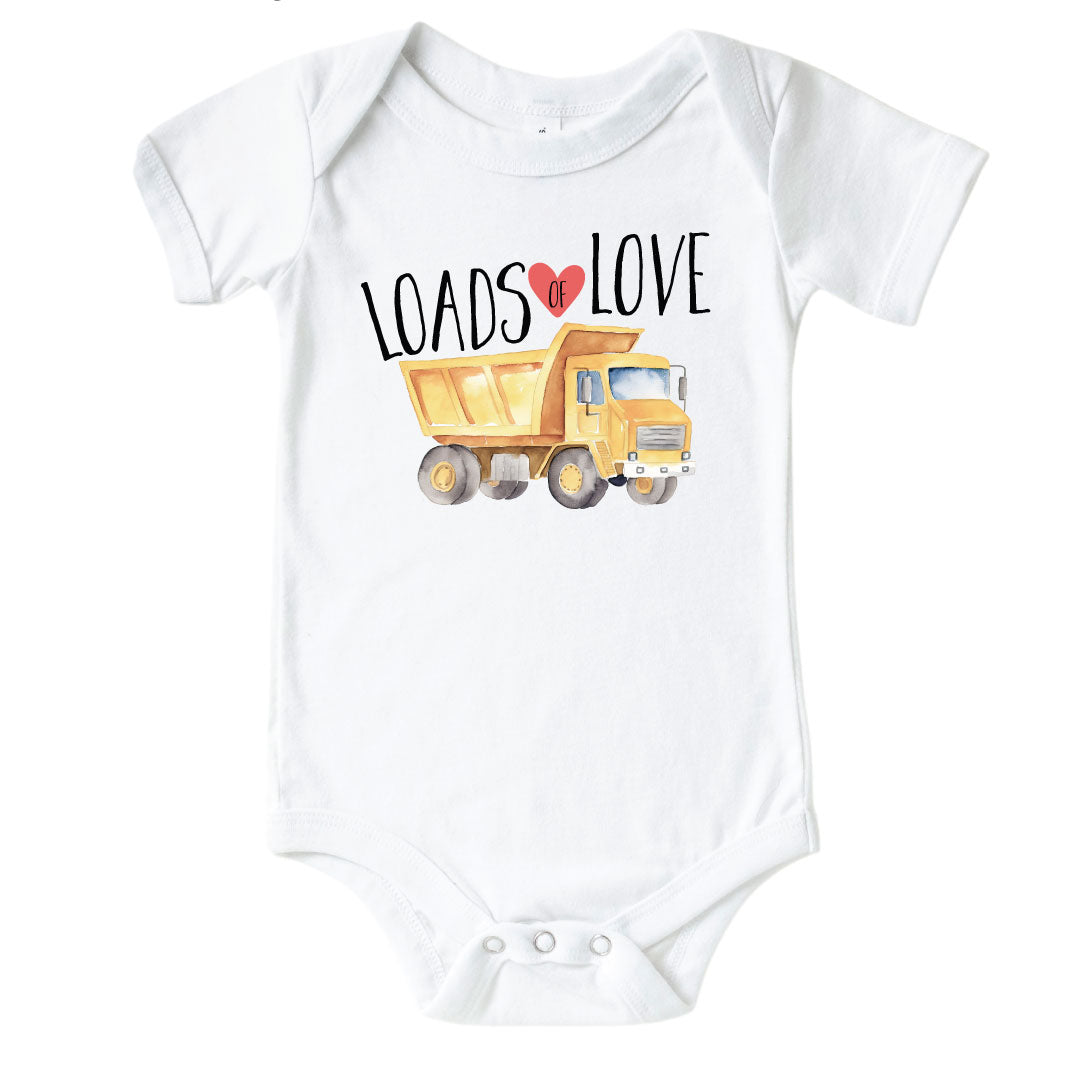 dump truck valentine's day bodysuit for babies 