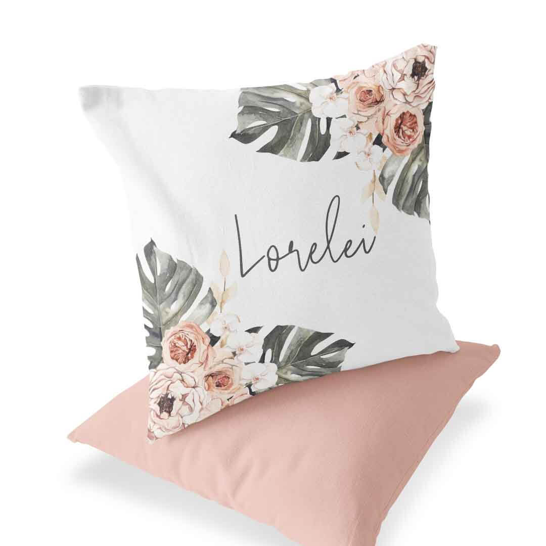 boho palm personalized nursery accent pillow