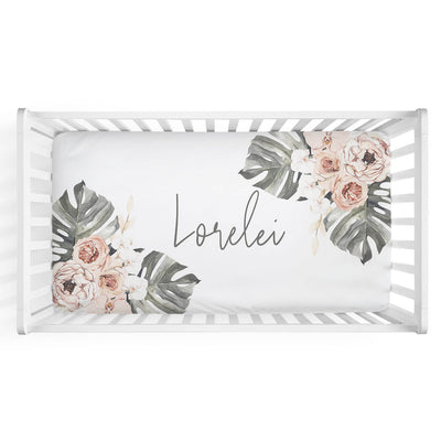 personalized crib sheet lorelia's boho palm