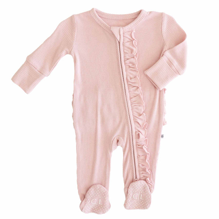 lotus ruffle zipper footie for baby girls nonpersonalized 