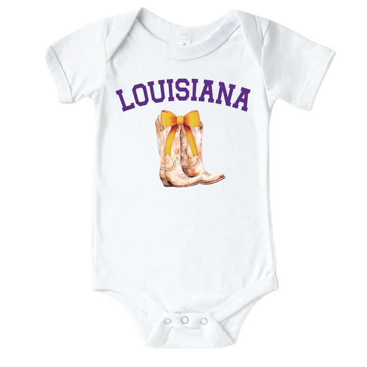 Louisiana State University | Footballs & Bows Graphic Bodysuit