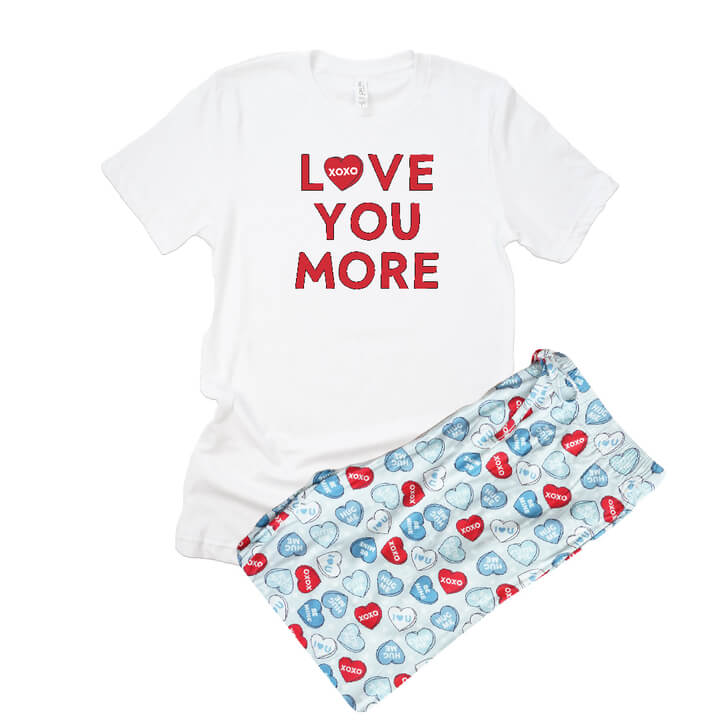 valentine's day love you more graphic tee for adults 