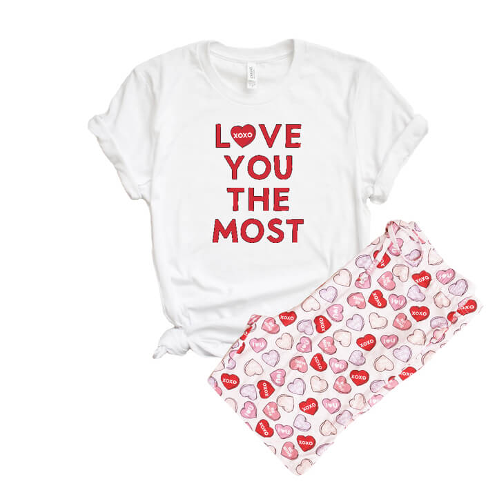 love you the most adult graphic tee for valentine's day 