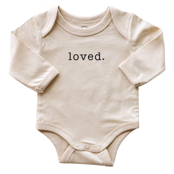 loved long sleeve graphic baby bodysuit gender neutral 