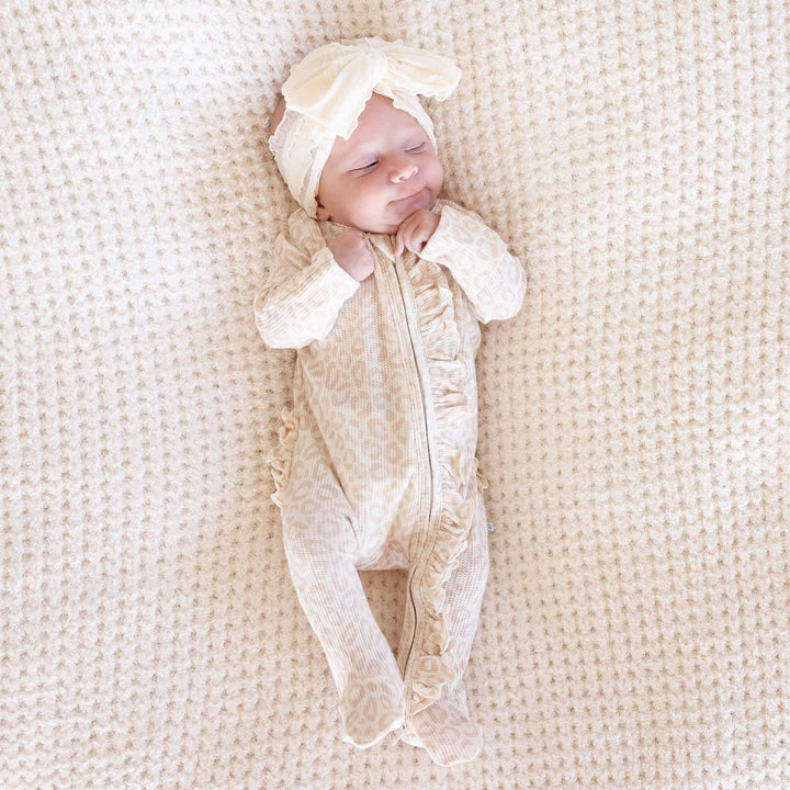 Lovely leopard ruffle footie