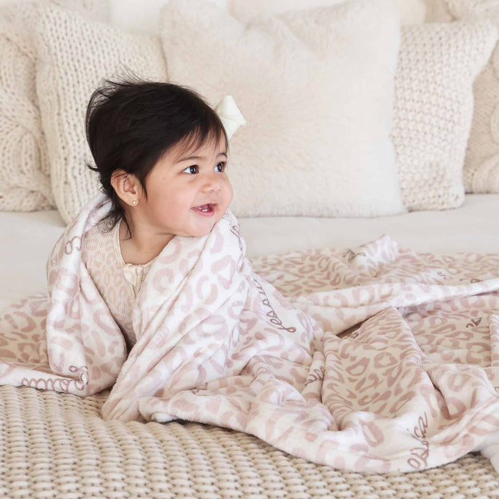 lovely leopard personalized name blanket for girls 