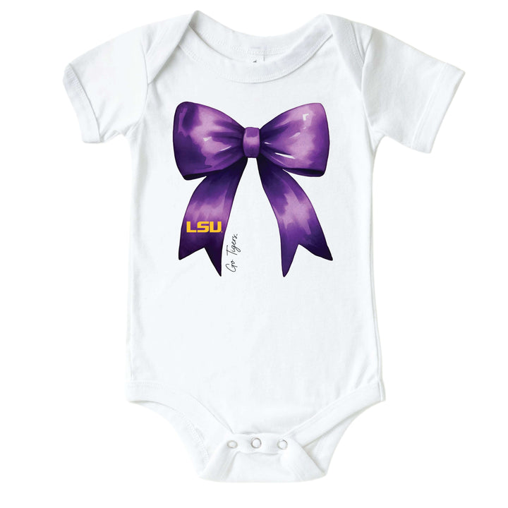 Louisiana State University | Footballs & Bows Graphic Bodysuit