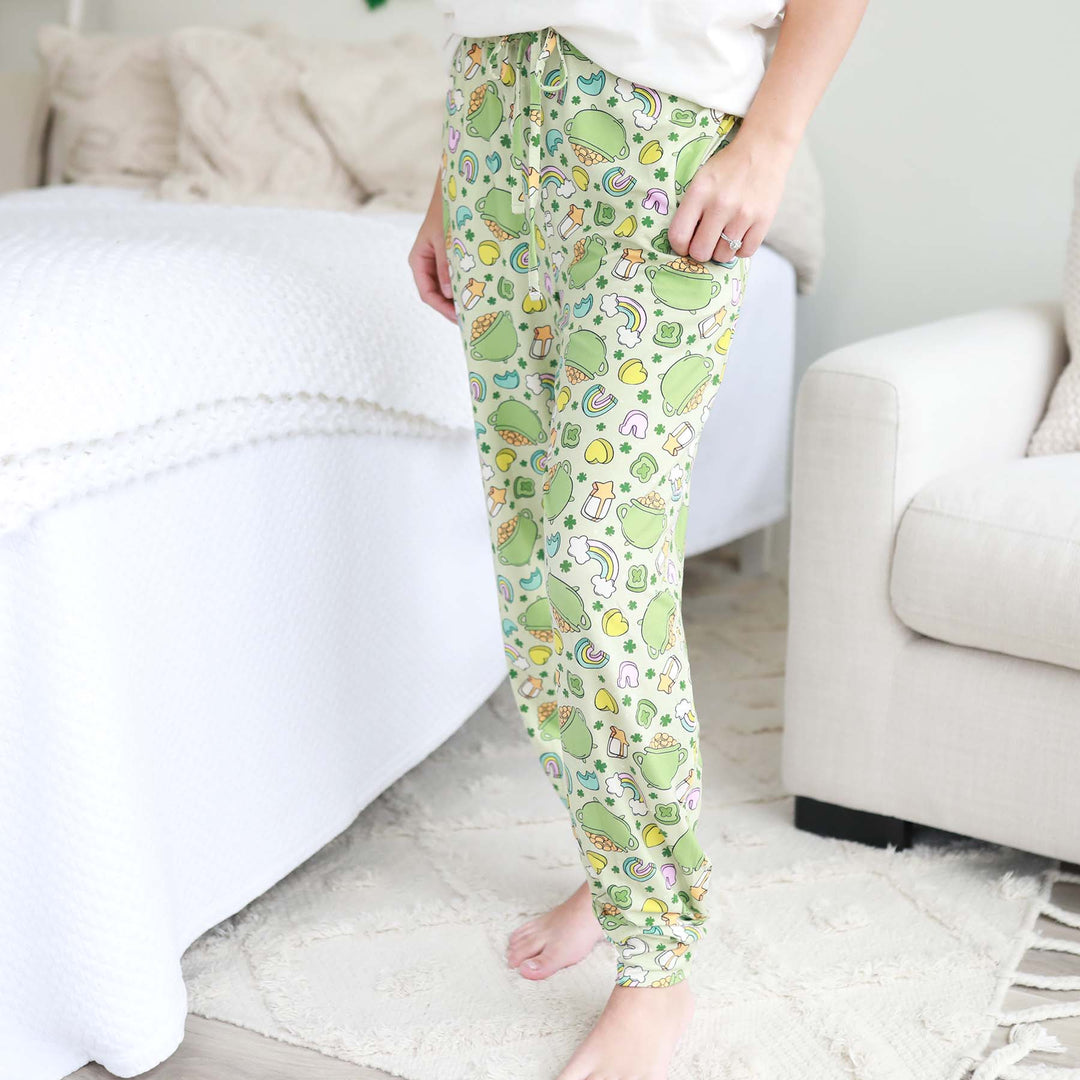 lucky clover adult jogger pajama pants unisex