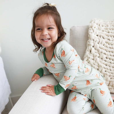 lucky duck pajamas for kids green 