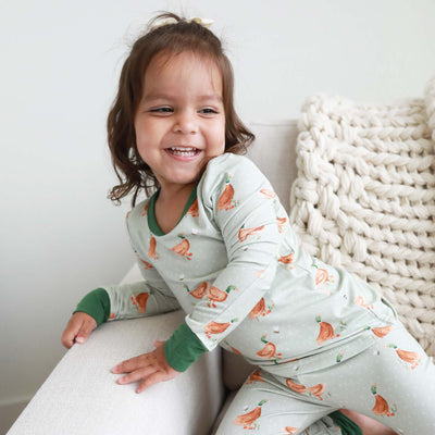 lucky ducky two piece pajama set for kids made of bamboo 