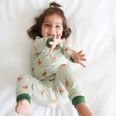 lucky ducky green bamboo pajamas for kids 