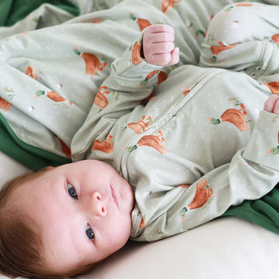 baby footie pajamas with ducks green 