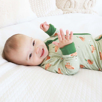 baby romper with ducks green 