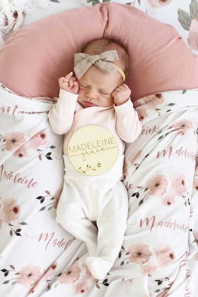 Millies Dusty Garden Personalized Name Swaddle Blanket