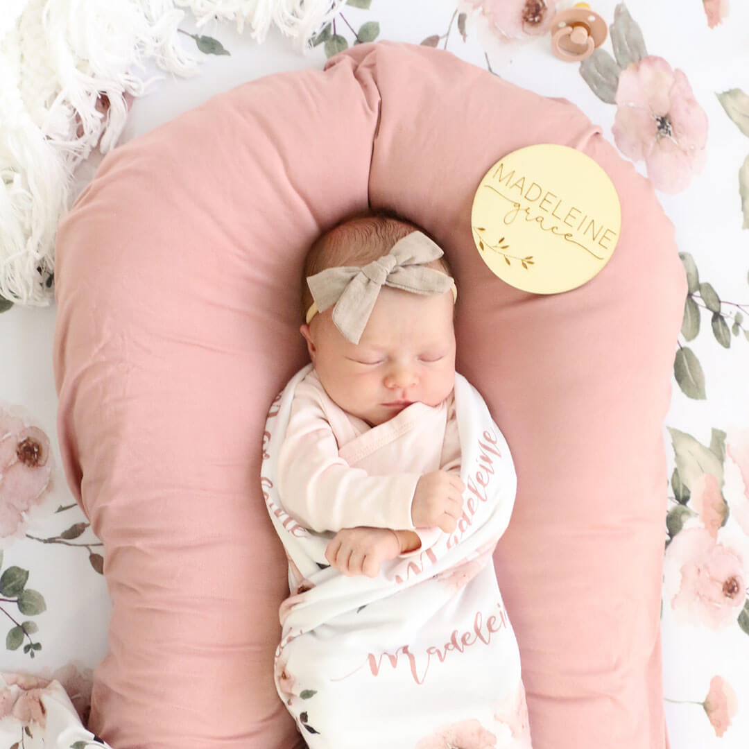 floral personalized swaddle blanket 