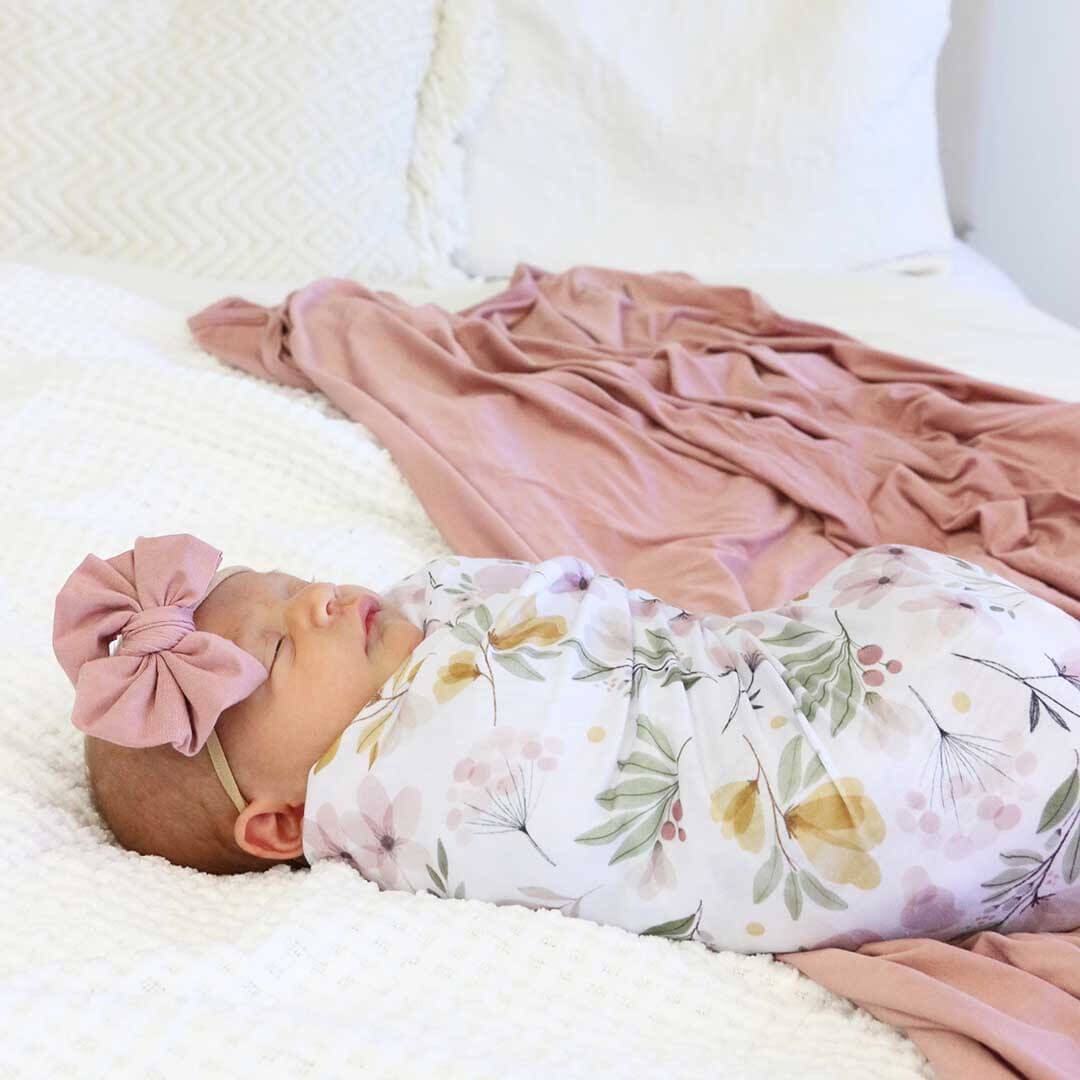 purple and yellow floral oversized swaddle 