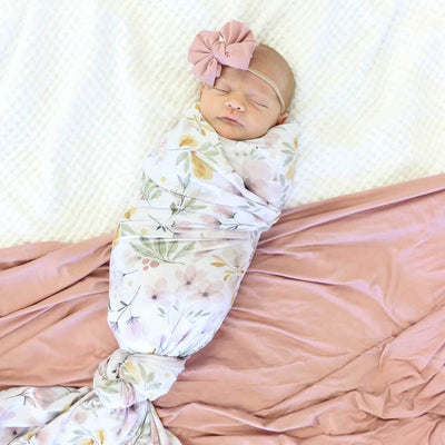 mauve and mustard floral oversized swaddle blanket 