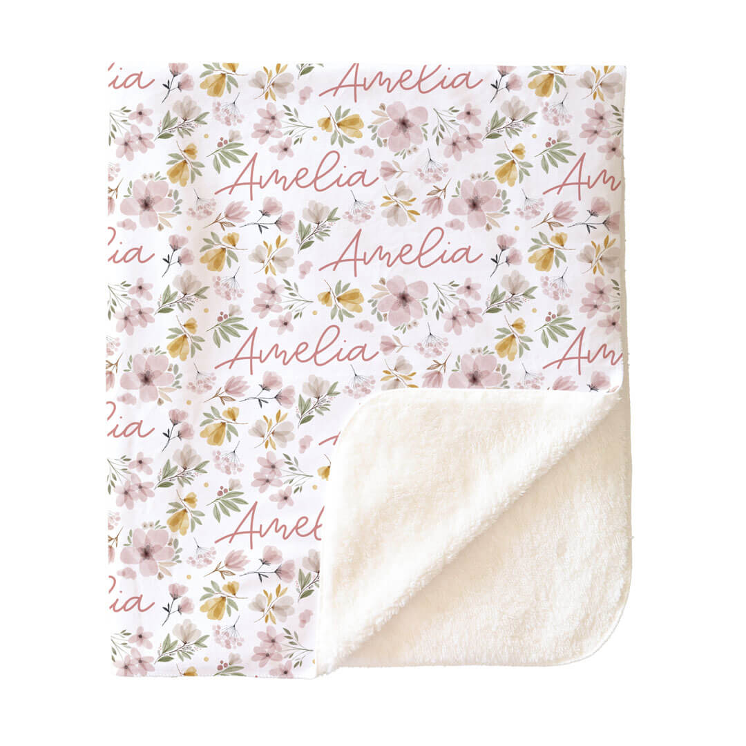 Maeve's Mauve & Mustard Floral Personalized Toddler Blanket