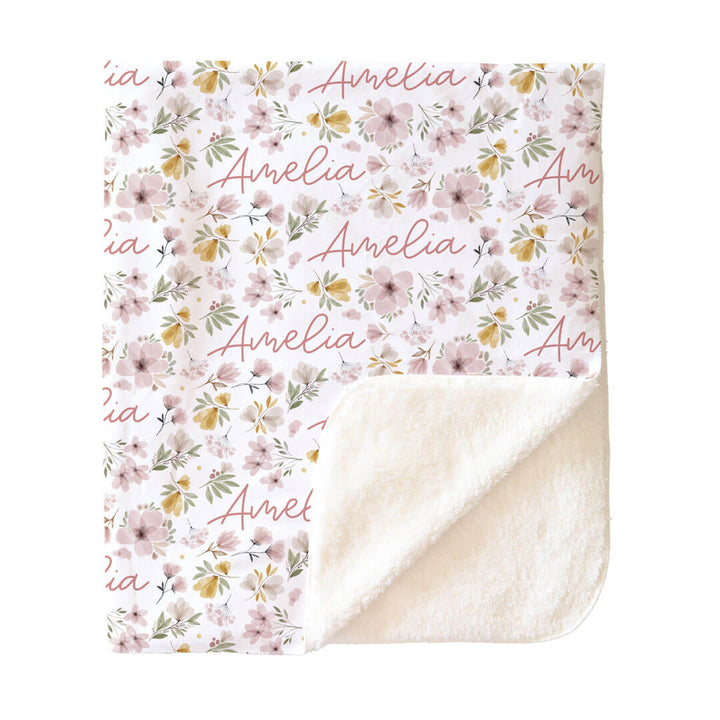 Maeve's Mauve & Mustard Floral Personalized Toddler Blanket
