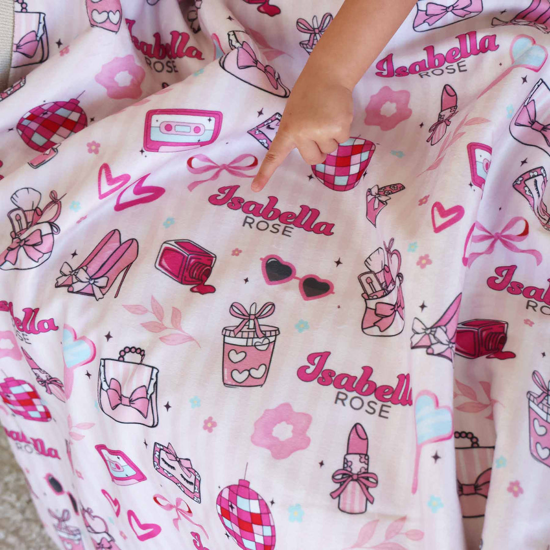 makeup personalized sherpa blanket for girls 