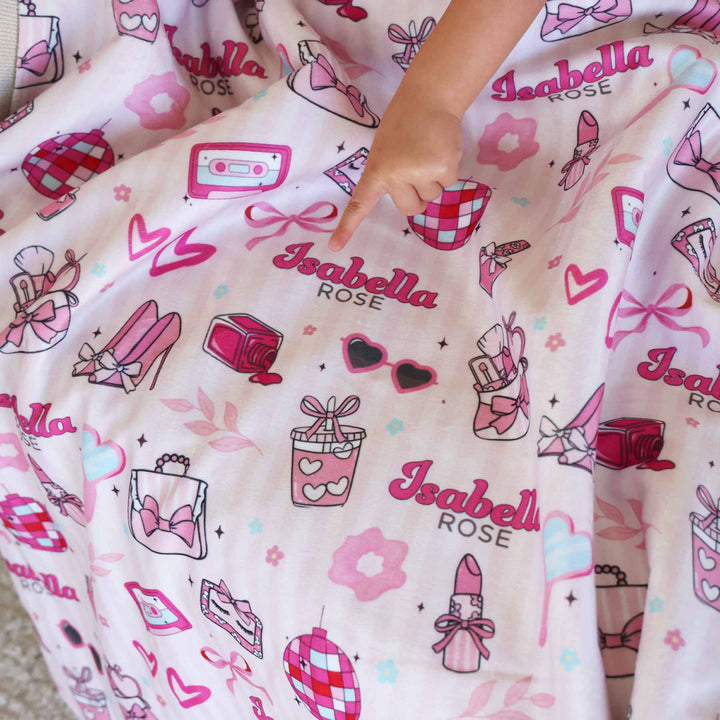 makeup personalized sherpa blanket for girls 