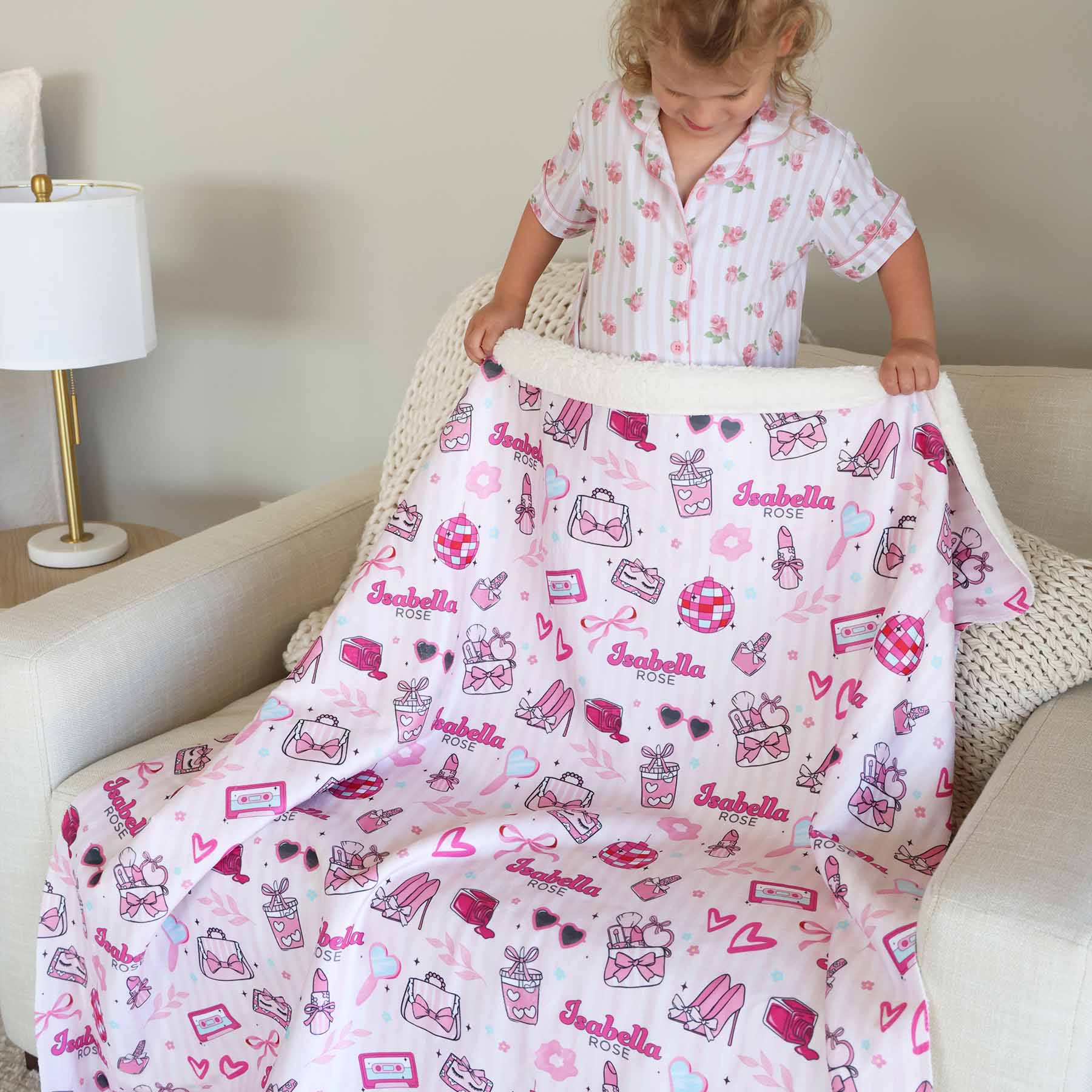 Personalized Sherpa Kids Blanket | Glamour Girl