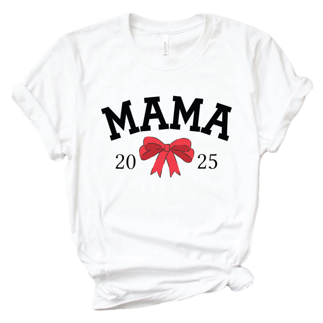 bow christmas graphic tee for moms 
