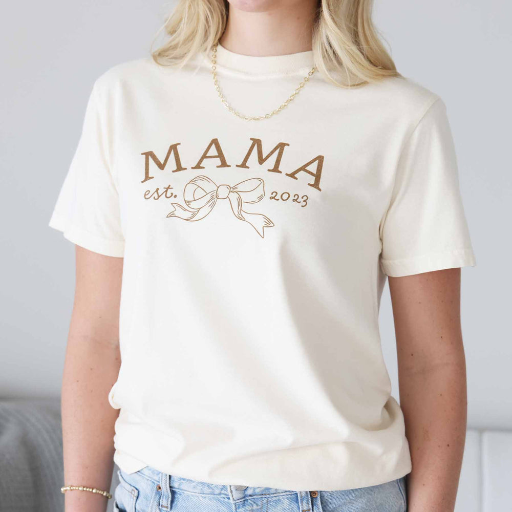 tan mama bow shirt with year 