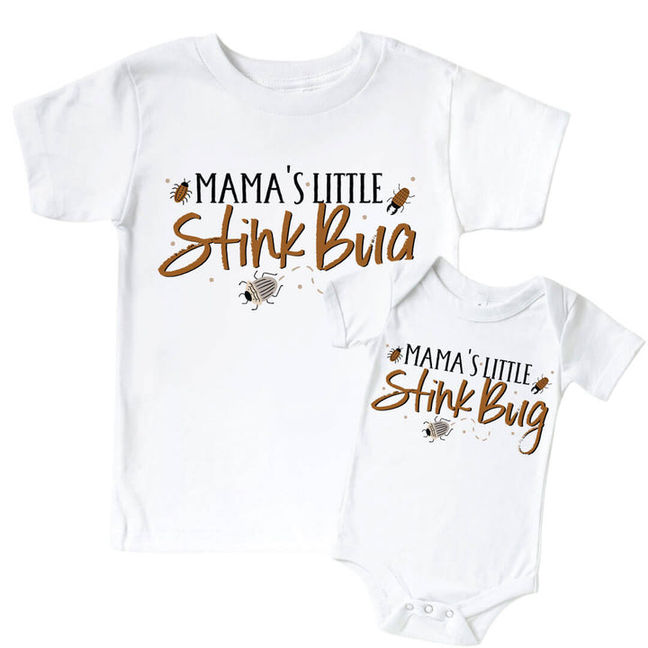 mama's little stink bug graphic tee and bodysuit 