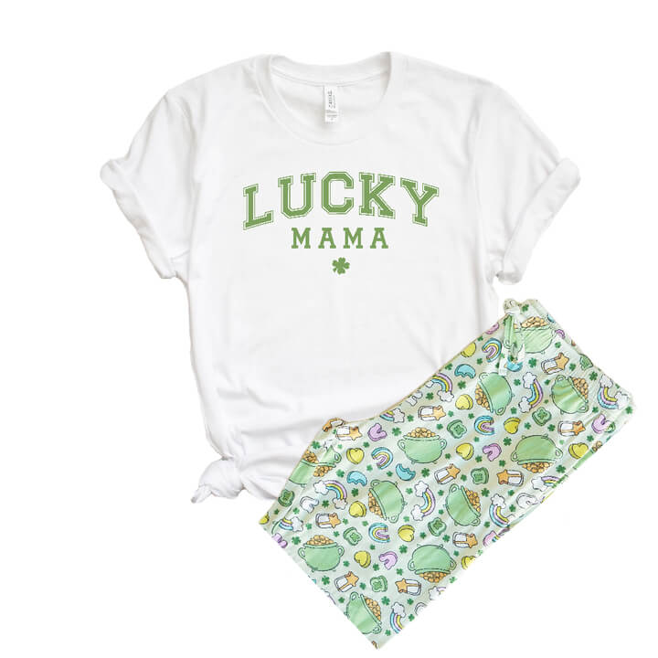 lucky mama st. patrick's day graphic t shirt 