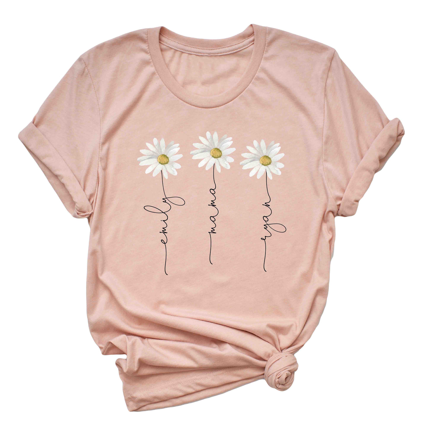personalized flower graphic tee heather peach 