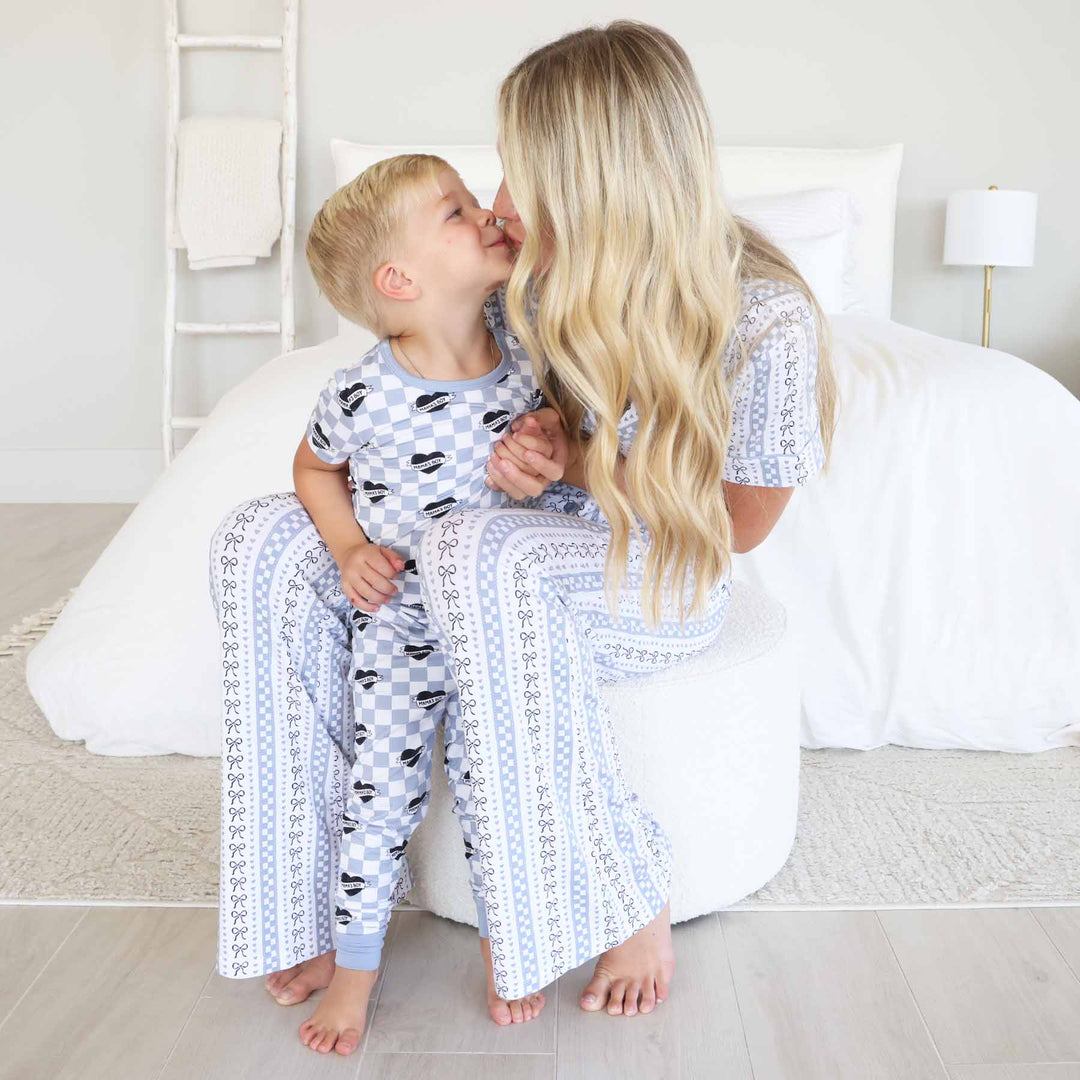 mama's boy and bow mama matching pajamas 