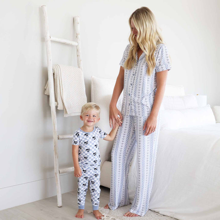 mama's boy check matching pajamas sets for mom and son 
