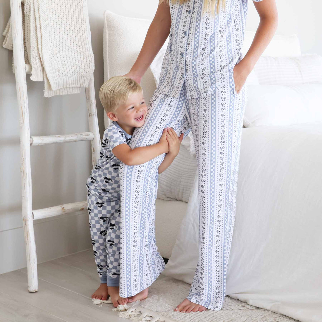 mom and son matching pajamas 