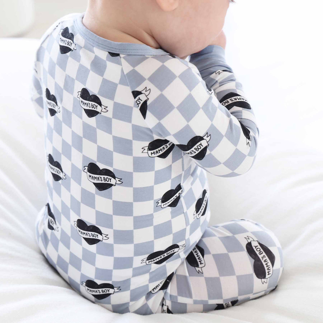 mama's boy convertible zip romper pajama for baby and toddler boys 