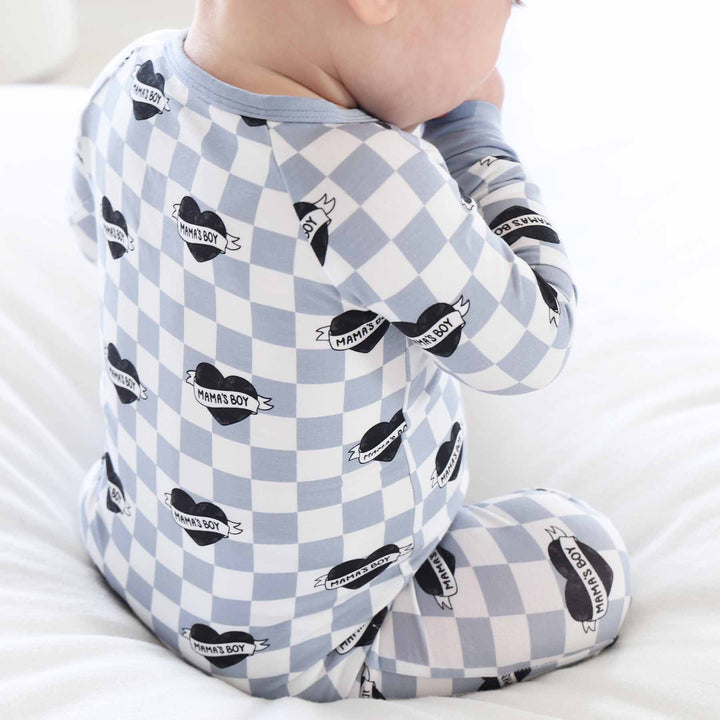 mama's boy convertible zip romper pajama for baby and toddler boys 