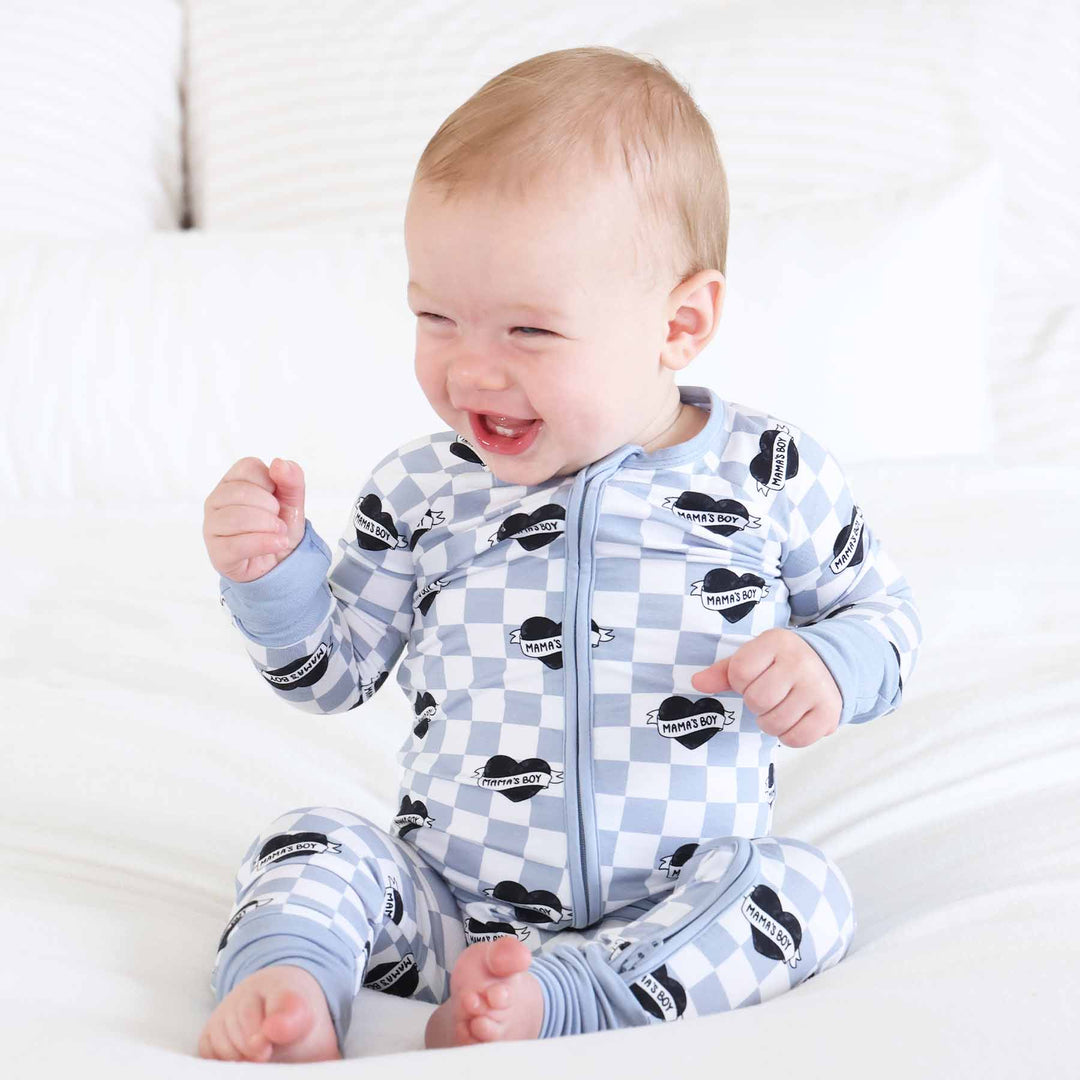 baby boy zip romper mama's boy 