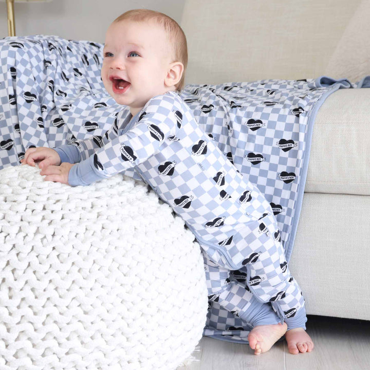 mama's boy bamboo viscose convertible zip romper 