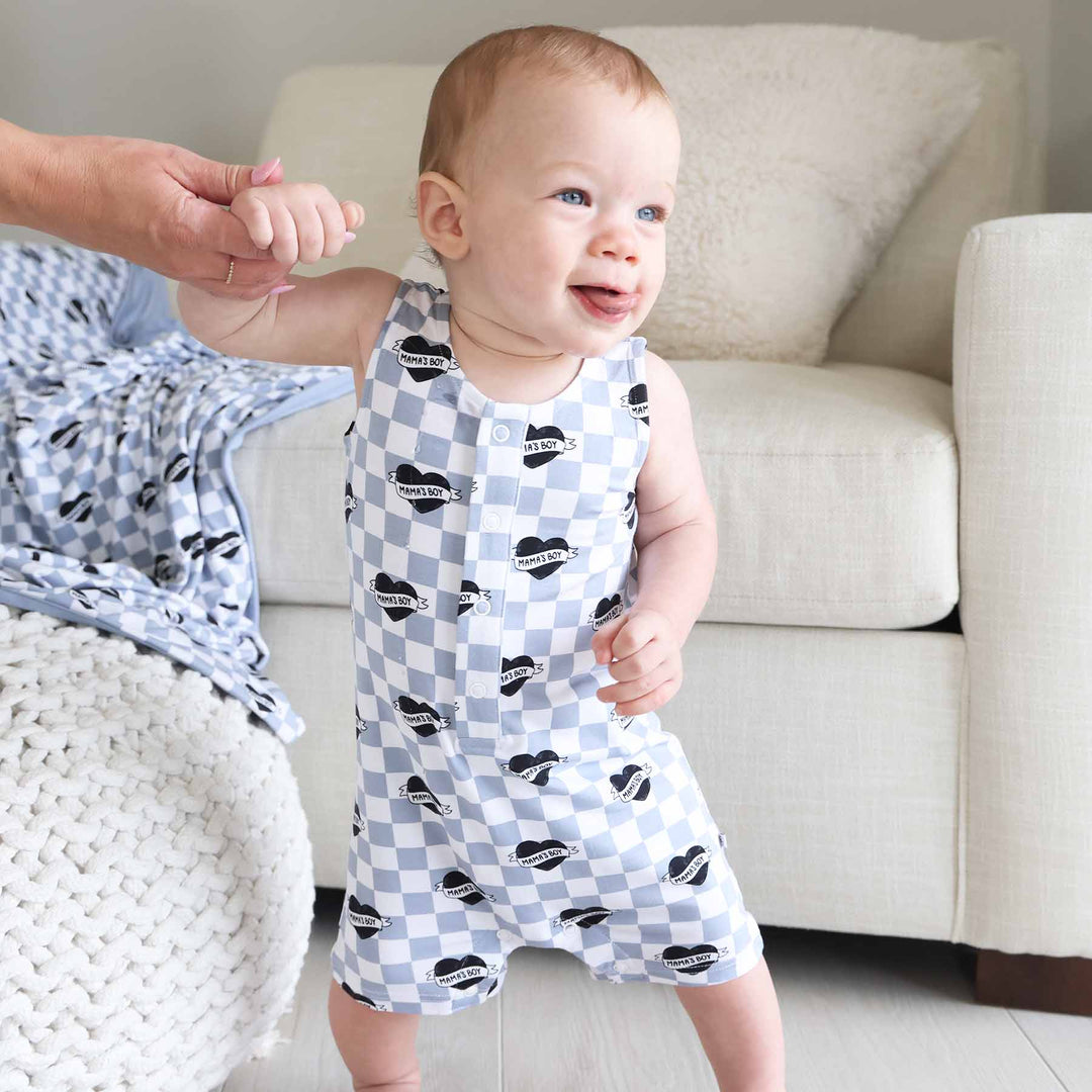 mama's boy sleeveless snap romper 