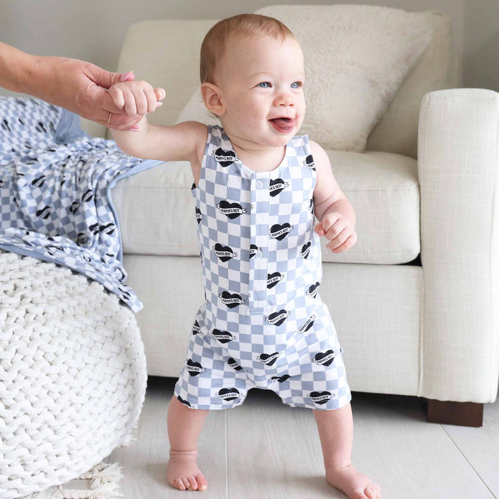 mama's boy short romper for boys 