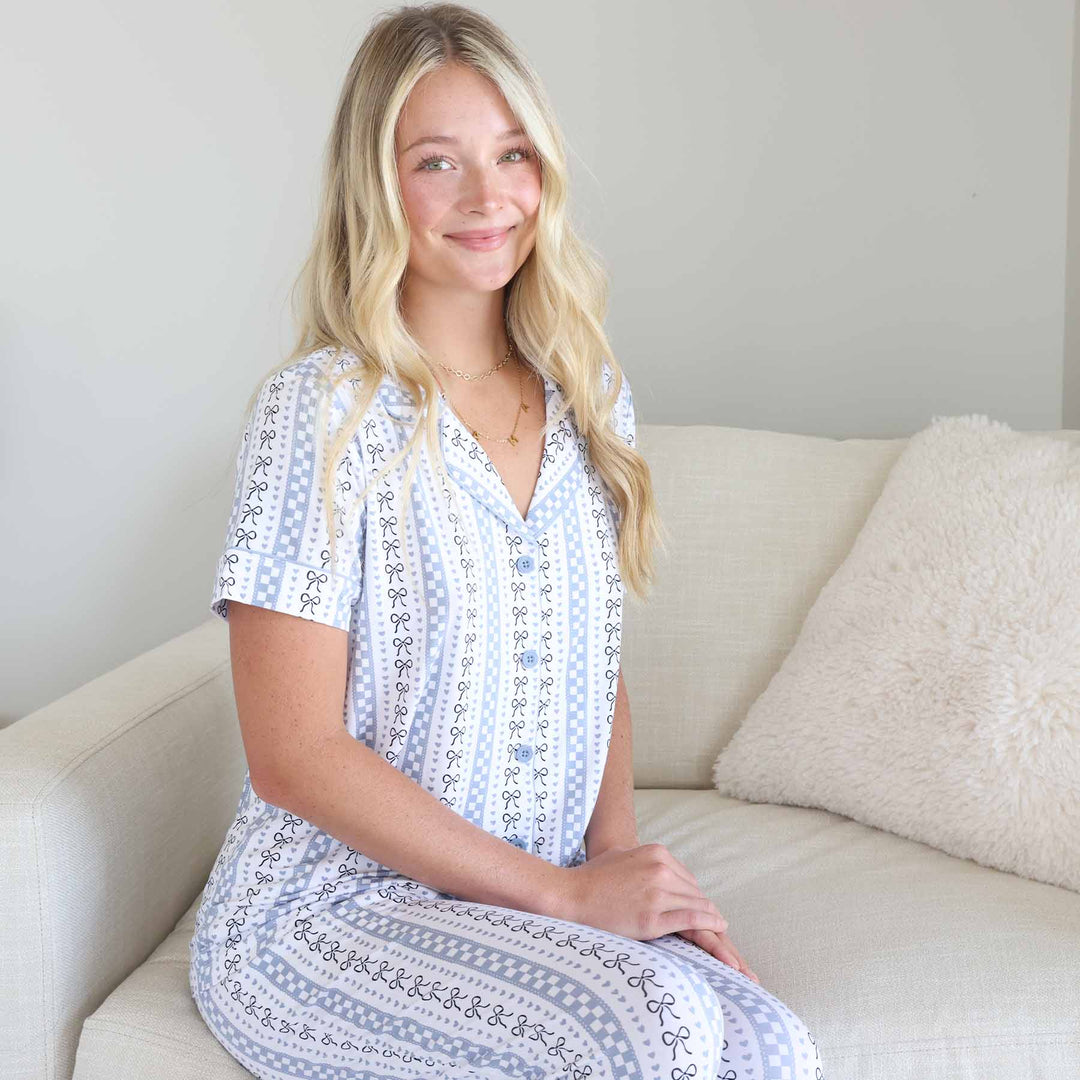 bow mama women's two piece flare lounge set 