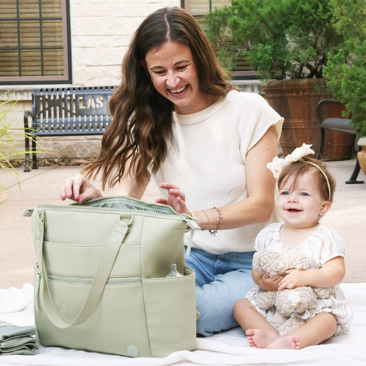 Lane Convertible Diaper Bag Tote | Matcha