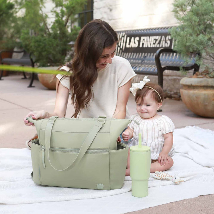 Lane Convertible Diaper Bag Tote | Matcha