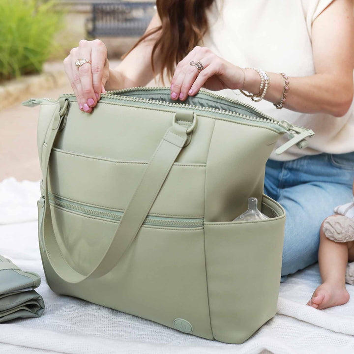 Lane Convertible Diaper Bag Tote | Matcha