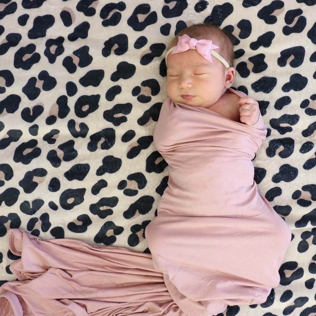 solid mauve bamboo knit swaddle blanket 