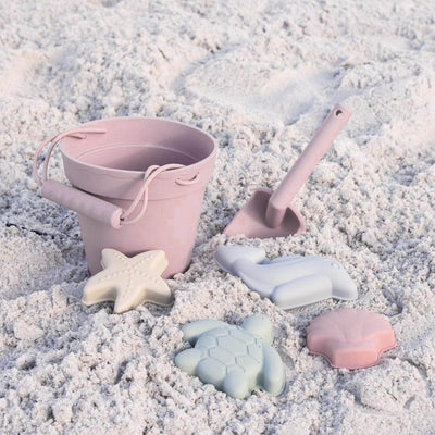 beach bucket with personalized shovel mauve 