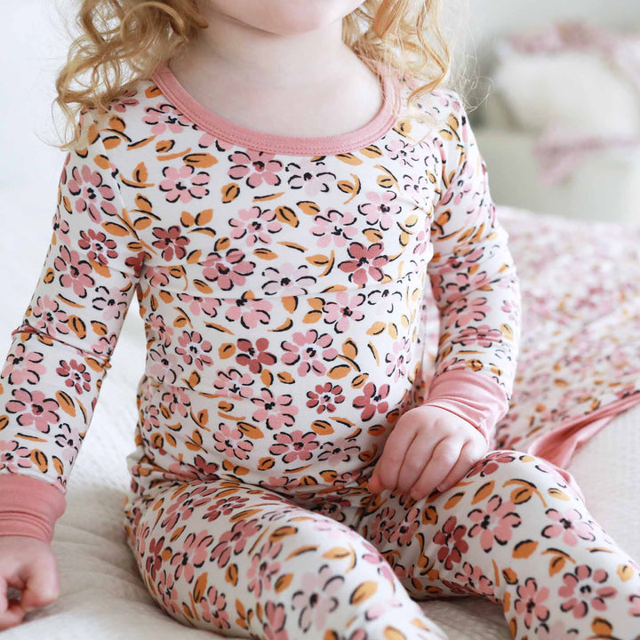 mauvelous meadow two piece pajama set for kids