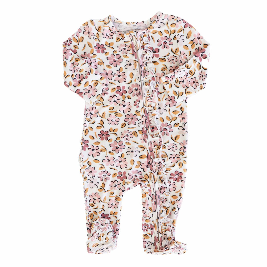 baby zipper footie mauvelous meadow