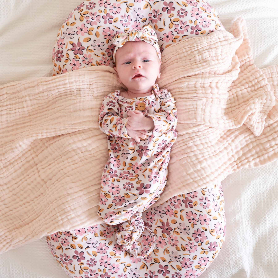 pink and purple floral oversized swaddle blanket for babies