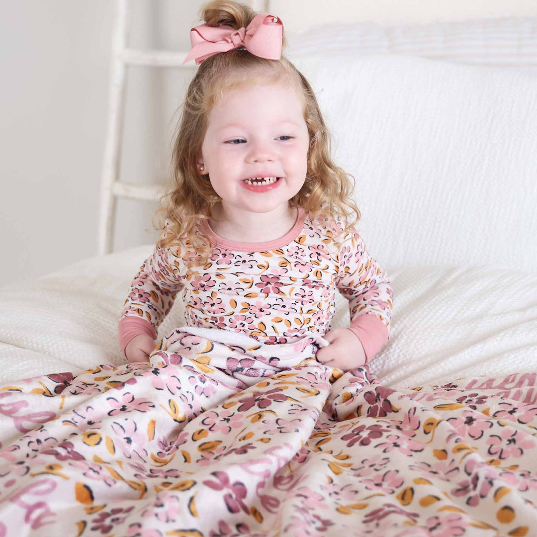 floral personalized blanket for kids 